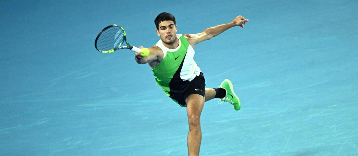 Carlos Alcaraz, en su estreno en el Open de Australia