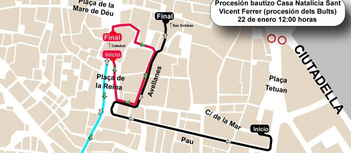 Imagen de las calles cortadas al tráfico en Valencia este jueves 22 de enero