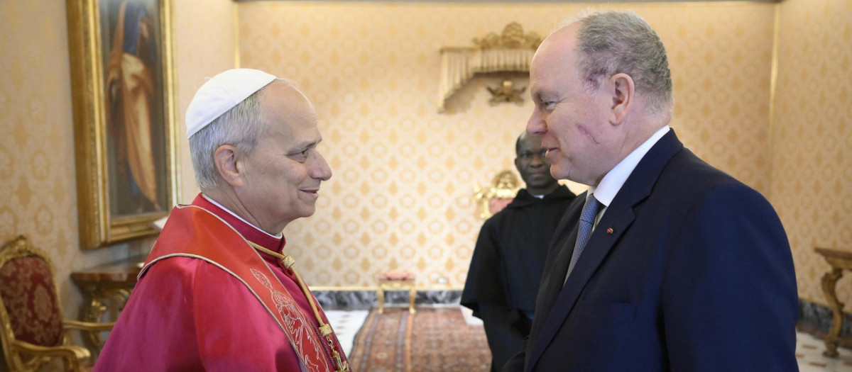 VATICAN CITY (Vatican City State (Holy See)), 17/01/2026.- A handout picture provided by the Vatican Media shows Pope Leo XIV (L) receiving Prince Albert II of Monaco in audience at the Apostolic Palace in Vatican City, 17 January 2026. (Papa) EFE/EPA/VATICAN MEDIA HANDOUT HANDOUT PHOTO TO BE USED SOLELY TO ILLUSTRATE NEWS REPORTING OR COMMENTARY ON THE FACTS OR EVENTS DEPICTED IN THIS IMAGEHANDOUT EDITORIAL USE ONLY/NO SALES/NO ARCHIVES