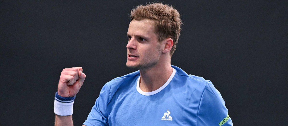 Yannick Hanfmann celebra su victoria en la primera ronda del Open de Australia