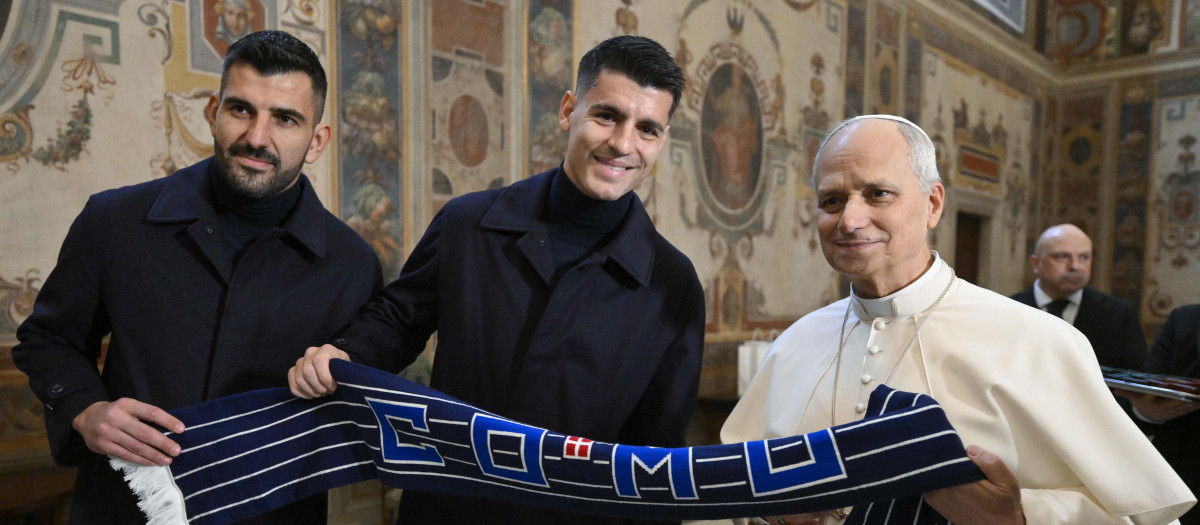 León XIV recibió a Morata y otros miembros del Como 1907