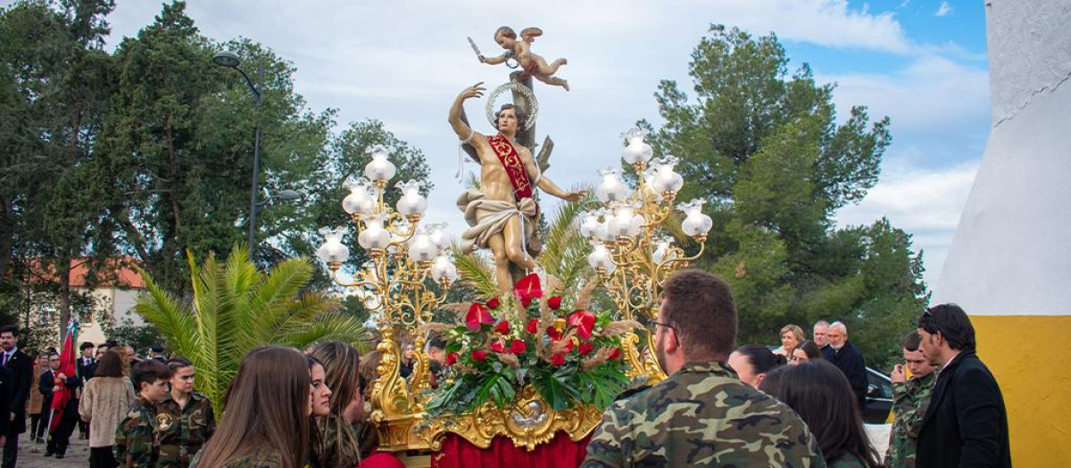 Imagen de la talla de San Sebastián de la localidad valenciana de La Pobla de Vallbona.