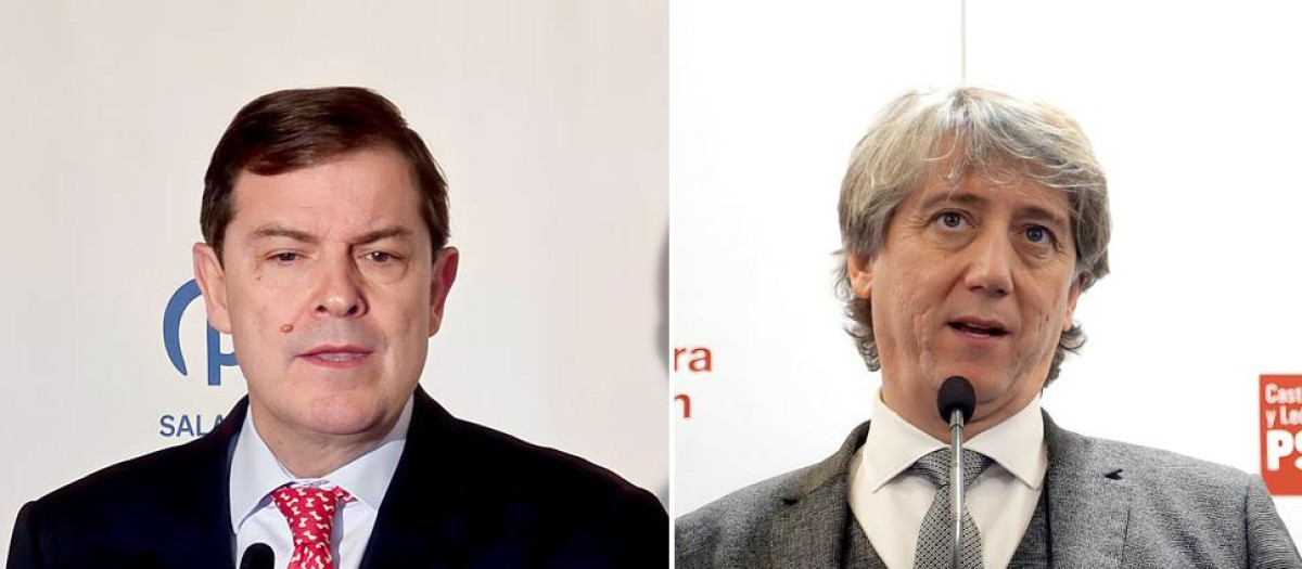 Alfonso Fernández Mañueco, presidente en funciones de la Junta de Castilla y León, y Carlos Martínez, líder del PSOE en Castilla y León