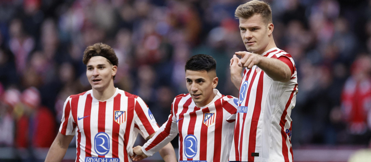 Los jugadores del Atlético de Madrid en el Metropolitano