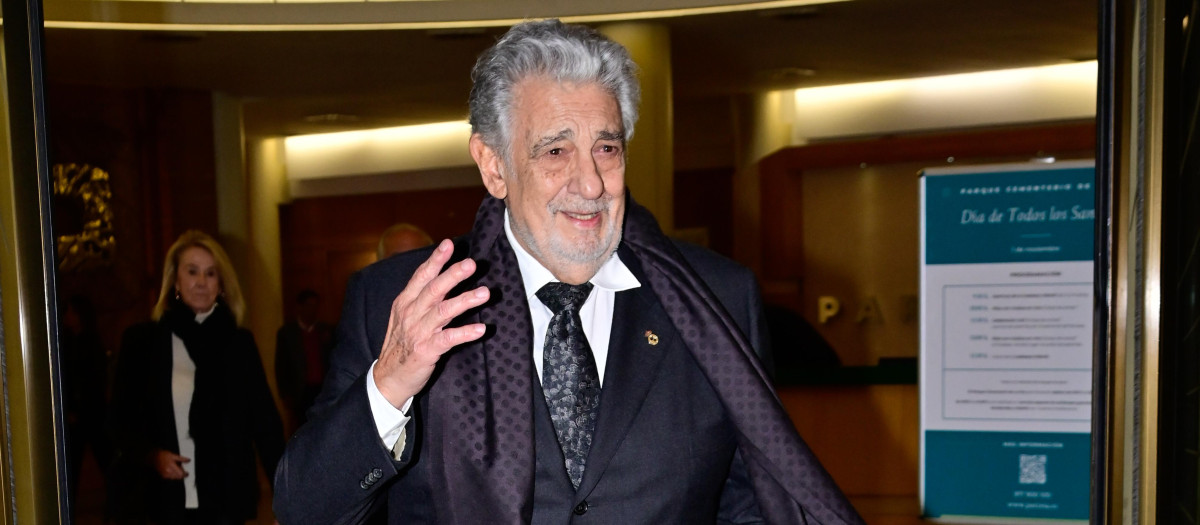 Singer Placido Domingo during burial of Fernando Fernandez Tapias in Madrid on Wednesday, 25 October 2023.