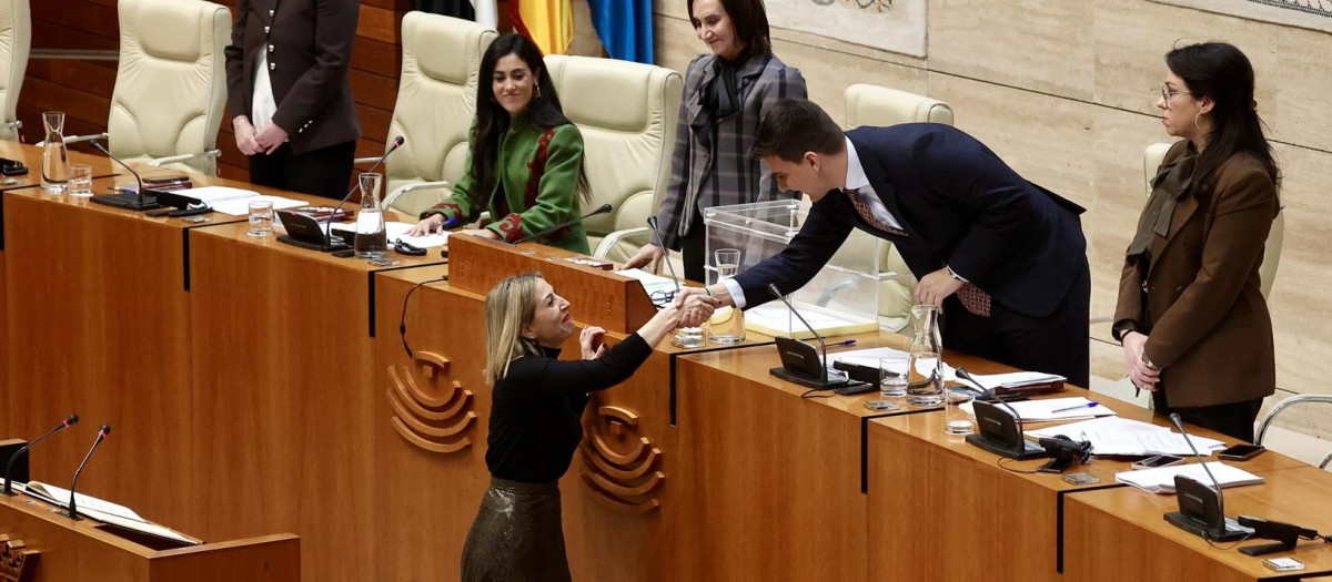 La presidenta en funciones de Extremadura, María Guardiola, durante la sesión constitutiva de la Asamblea
20/1/2026