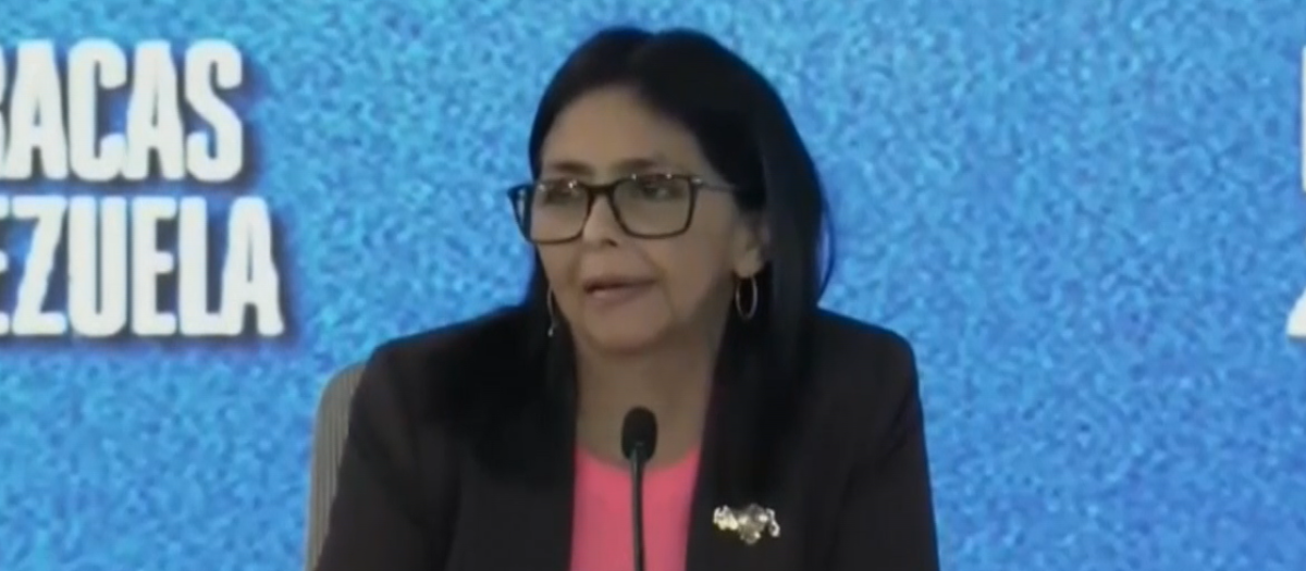 Delcy Rodríguez en una comparecencia en la cadena nacional