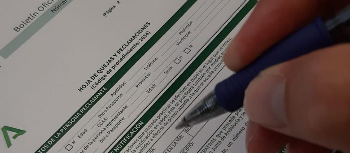 Imagen de archivo de una hoja de reclamaciones
