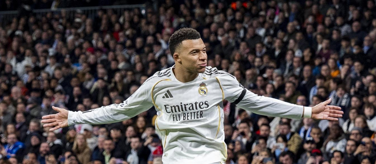 (Foto de ARCHIVO)
20 January 2026, Spain, Madrid: Real Madrid's Kylian Mbappe celebrates scoring his side's goal during the UEFA Champions League soccer match between Real Madrid and AS Monaco at Estadio Santiago Bernabeu. Photo: Alberto Gardin/ZUMA Press Wire/dpa

Alberto Gardin/ZUMA Press Wire/d / DPA
20/1/2026 ONLY FOR USE IN SPAIN