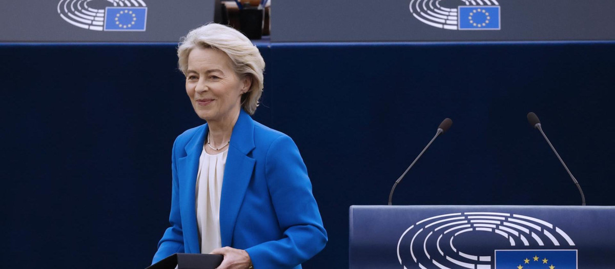 Úrsula Von der Leyen, este pasado miércoles, en el plenario de Estrasburgo