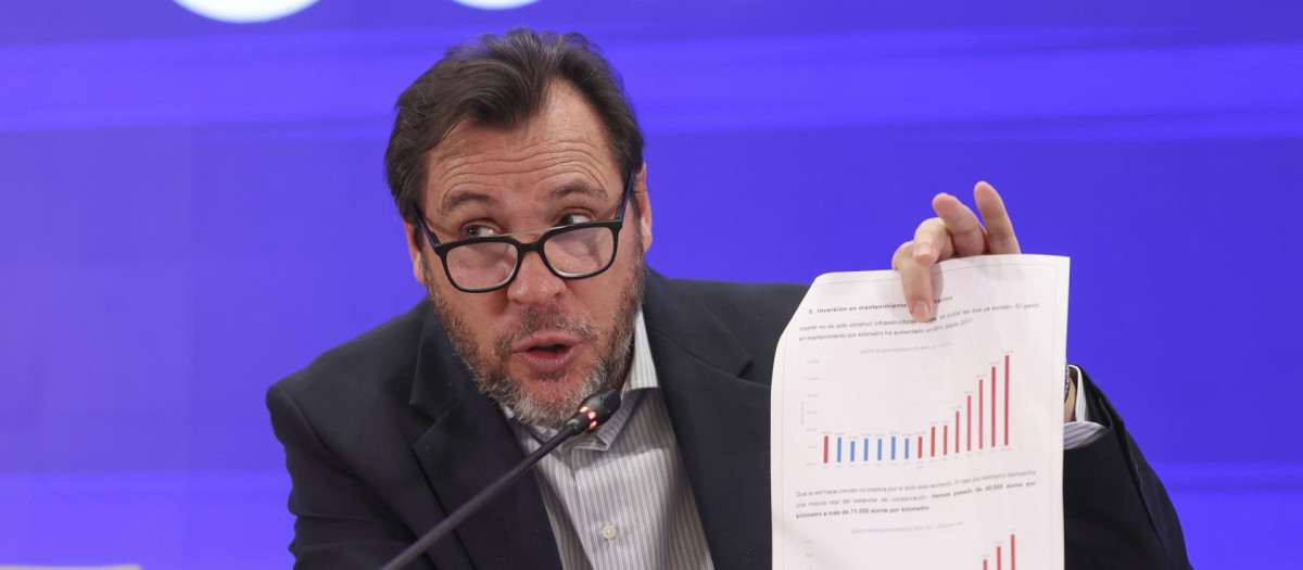 El ministro de Transportes, Óscar Puente, defiende una inversión de Adif que levanta muchas dudas.