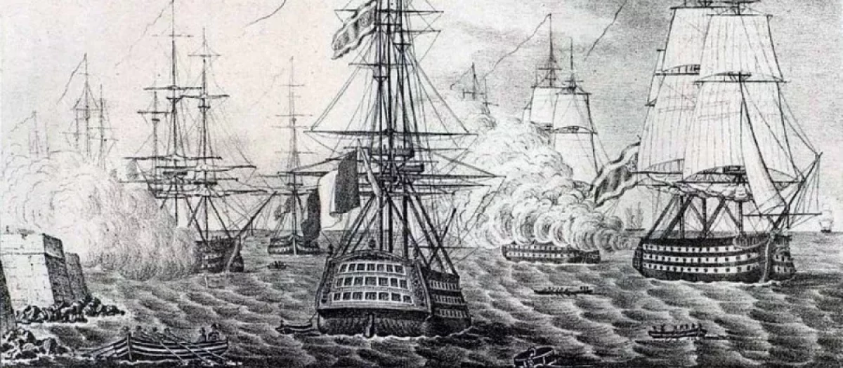 Litografía de la Batalla de la Poza de Santa Isabel