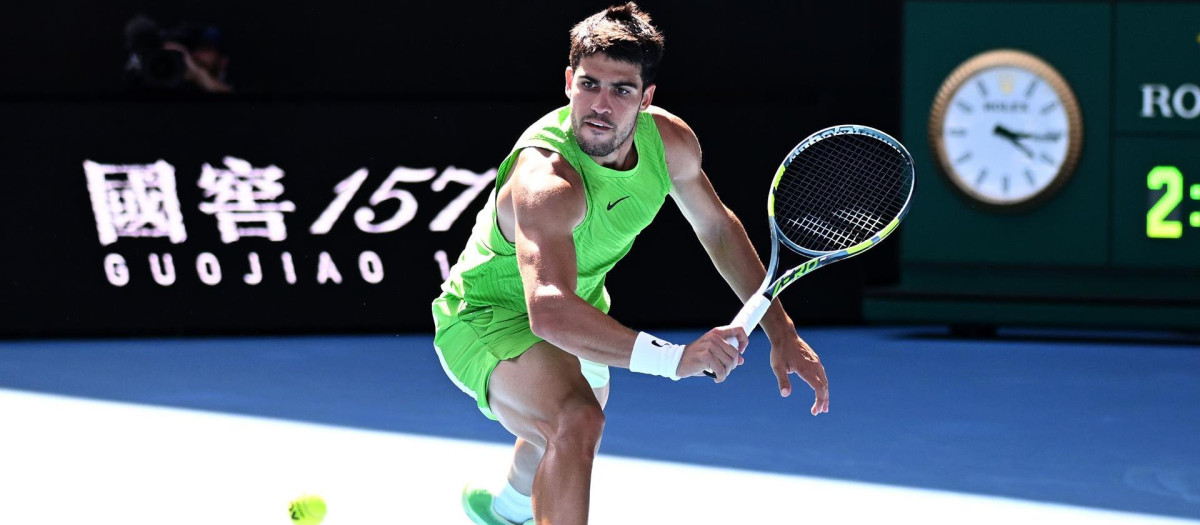 Carlos Alcaraz, en un partido en el Open de Australia 2026