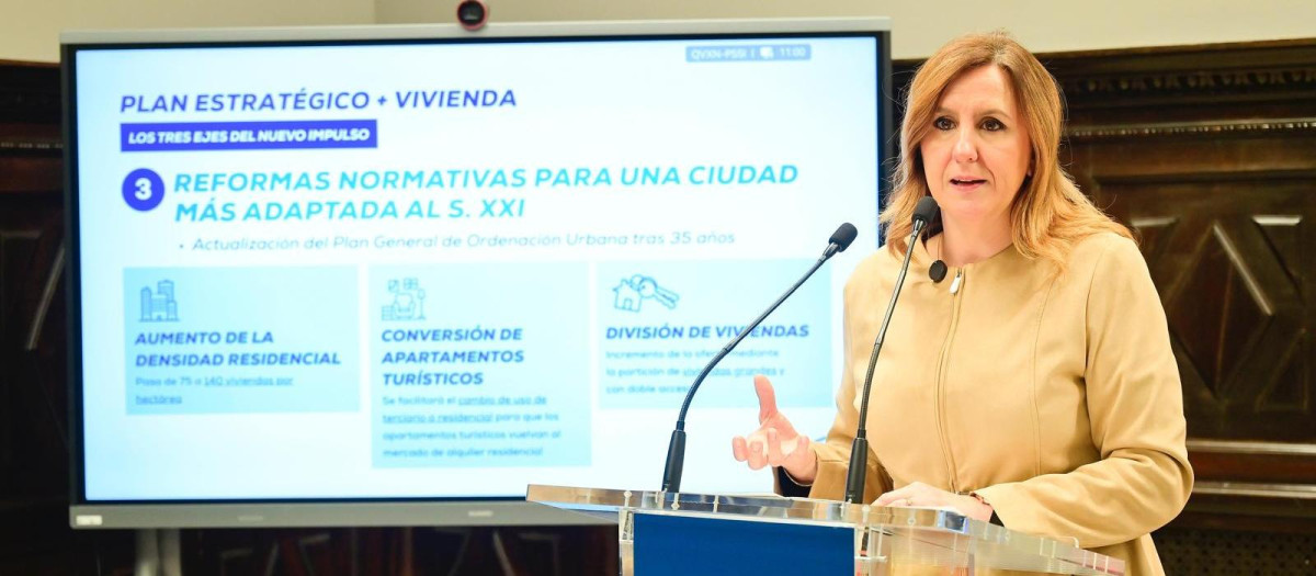 Imagen tomada este lunes de la alcaldesa de Valencia, María José Catalá presentando nuevas medidas en vivienda