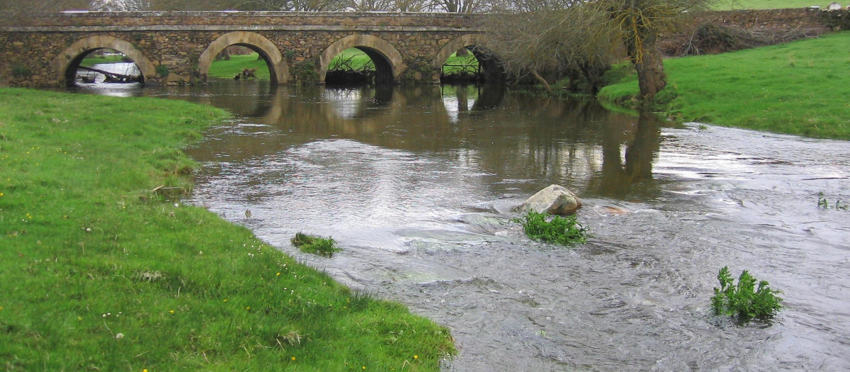 Río Huebra a su paso por Moraleja de Huebra (Salamanca)