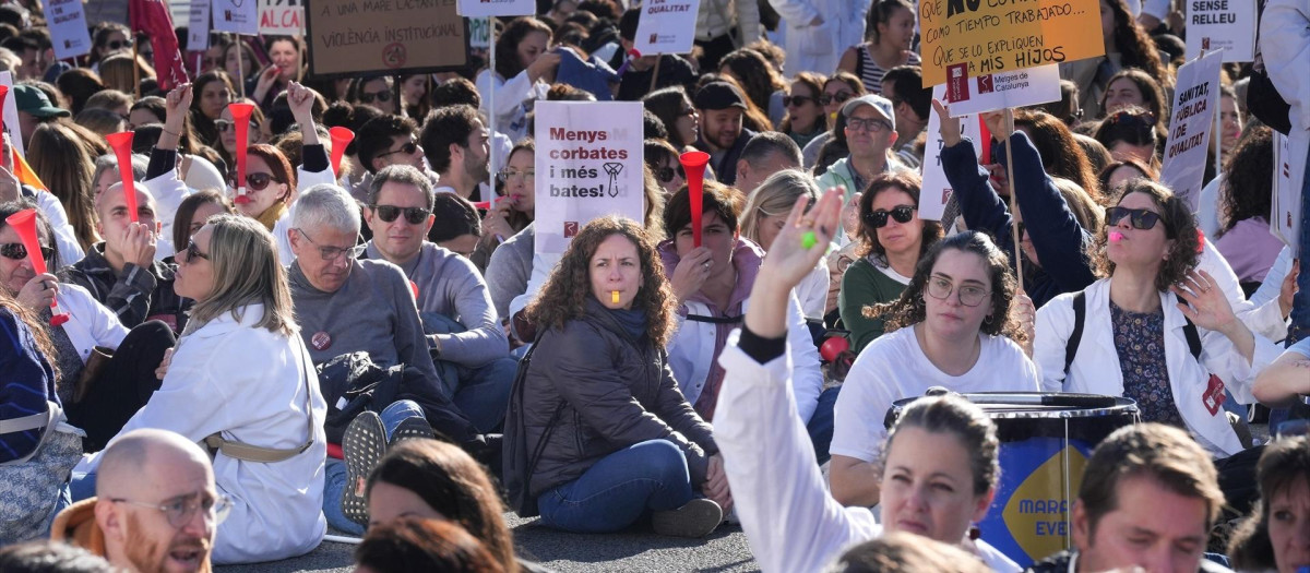 Manifestación de médicos en Barcelona, el pasado 15 de enero