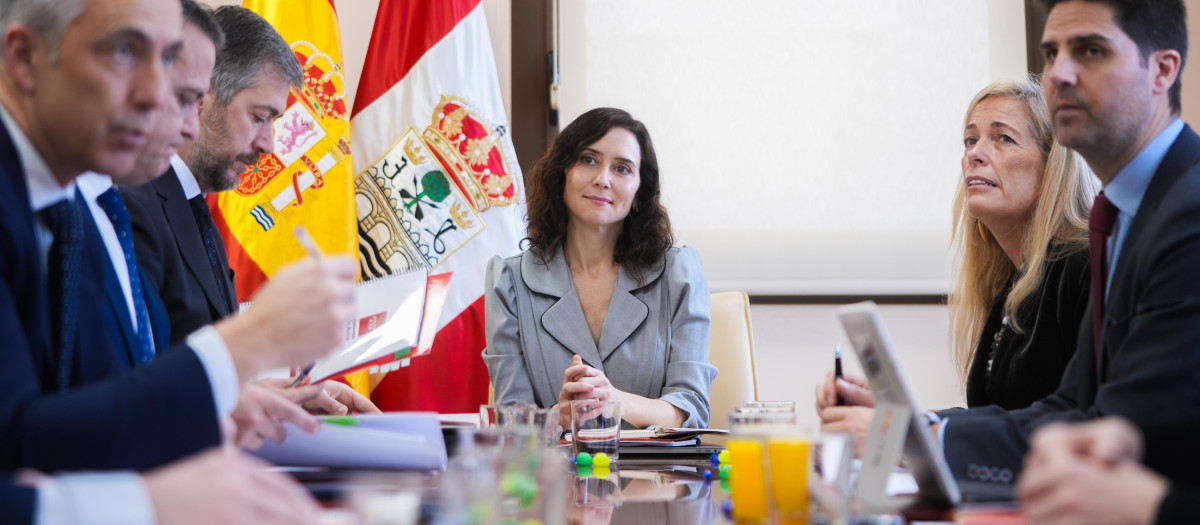 Ayuso durante el consejo de Gobierno en San Sebastián de los Reyes
