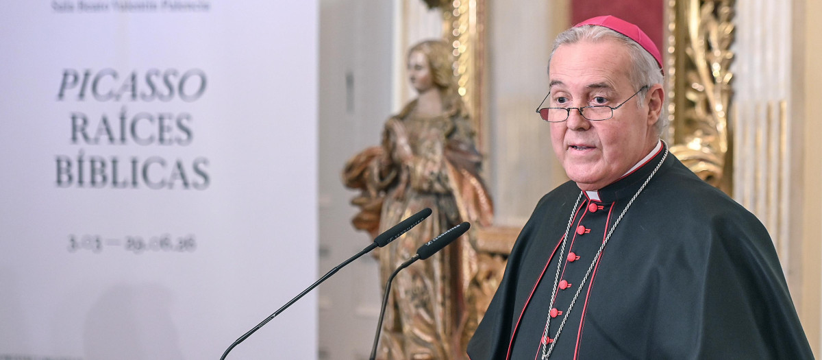 El arzobispo de Burgos, Mario Iceta, en la presentación del proyecto Picasso. Raíces bíblicas