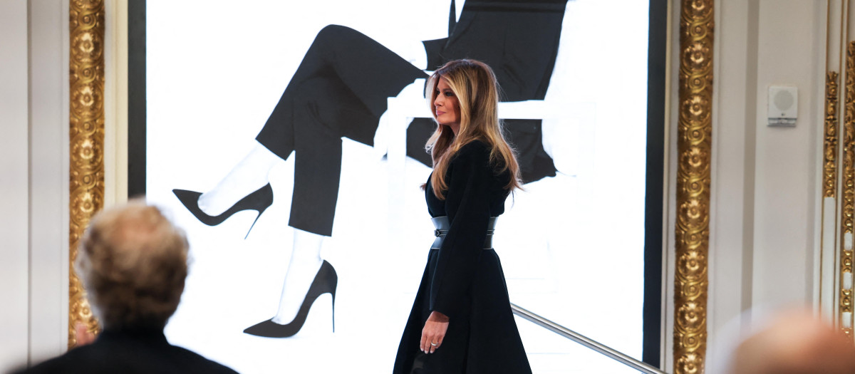 US First Lady Melania Trump arrives to deliver remarks prior to ringing the opening bell at the New York Stock Exchange (NYSE) in New York on January 28, 2026. (Photo by ANGELA WEISS / AFP)