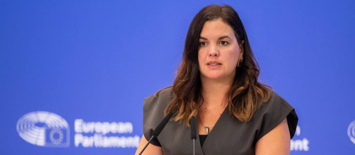 Imagen de Sandra Gómez durante una intervención en el Parlamento Europeo.