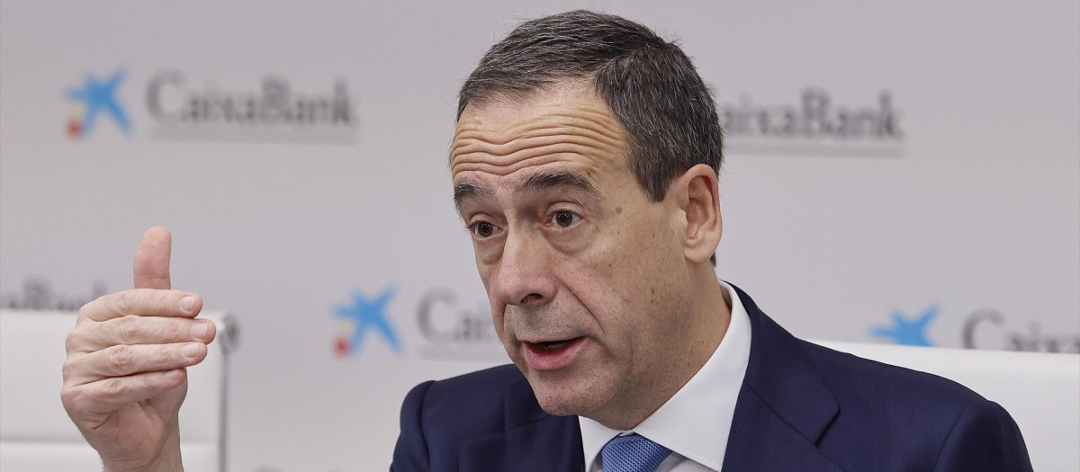El consejero delegado de CaixaBank, Gonzalo Gortázar, en la presentación de resultados.
