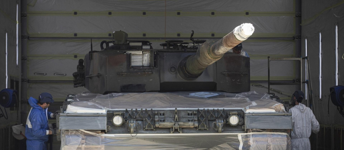 Rehabilitación de uno de los tanques Leopard en la planta de Santa Bárbara Sistemas.