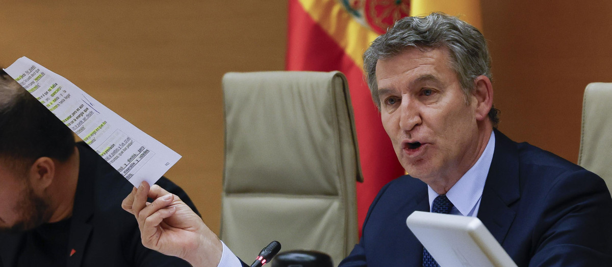 Alberto Núñez Feijóo, durante su comparecencia