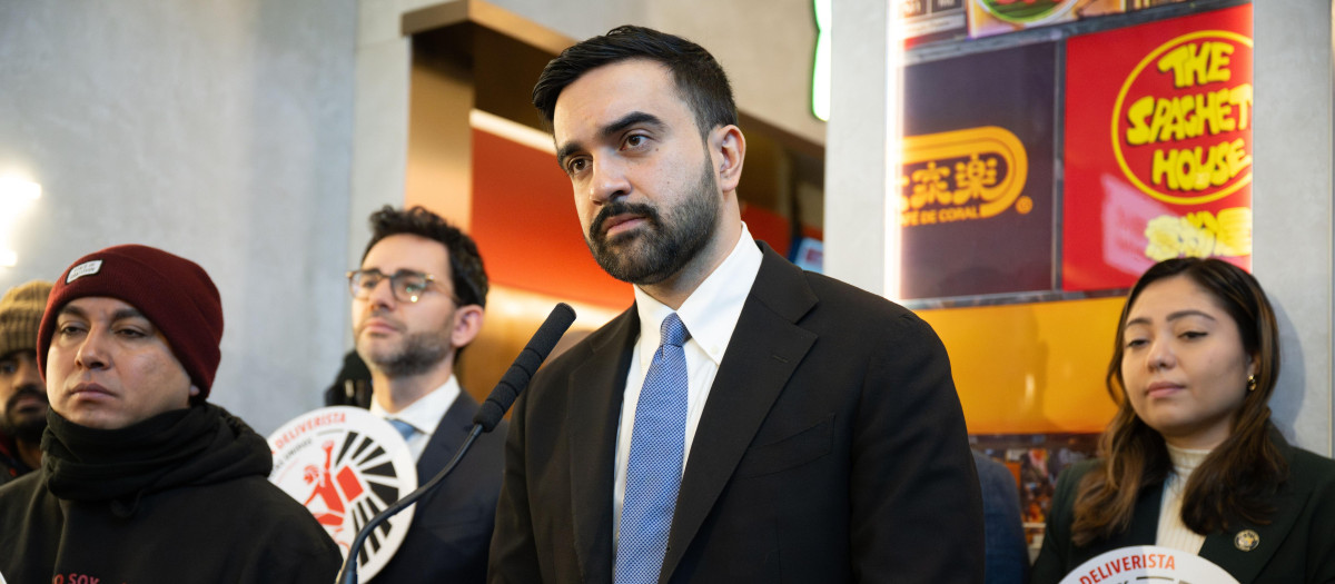 Mayor Zohran Mamdani holds a press conference to make a worker protection-related announcement at the LIC Food Hall on January 30, 2026 in New York.
Mayor Zohran Mamdani Holds Press Conference to Make Worker Protection-Related Announcement Alongside DCWP Commissioner Sam Levine, New York, USA - 30 Jan 2026 *** Local Caption *** .