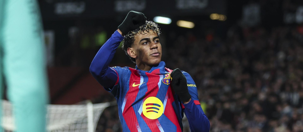 (Foto de ARCHIVO)
Lamine Yamal of FC Barcelona celebrates a goal during the Spanish Cup, Copa del Rey, Quarter of Final football match played between Albacete Balompie and FC Barcelona at Carlos Belmonte stadium on February 03, 2026, in Albacete, Spain.

Irina R. Hipolito / AFP7 / Europa Press
03/2/2026 ONLY FOR USE IN SPAIN