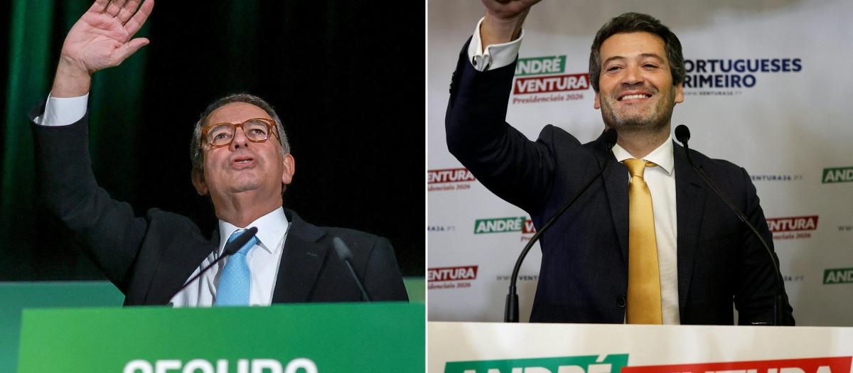 El candidato presidencial socialista Jose Antonio Seguro y de Chega, Andre Ventura