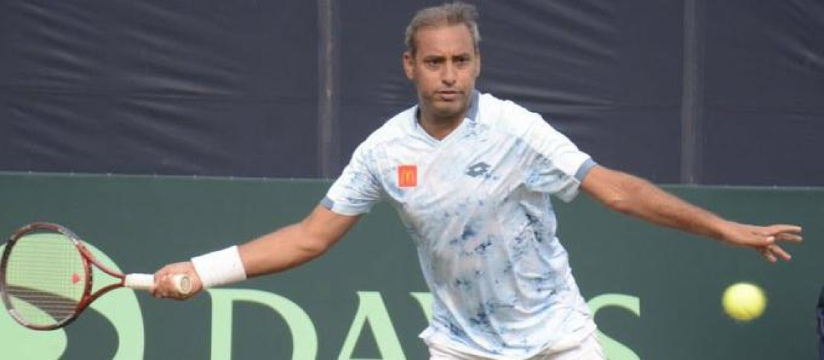 Aqeel Khan, en un partido de Copa Davis