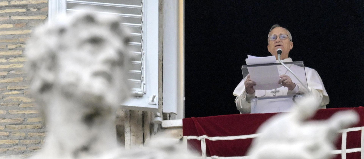 El Papa León XIV, este mediodía, durante el rezo del Ángelus