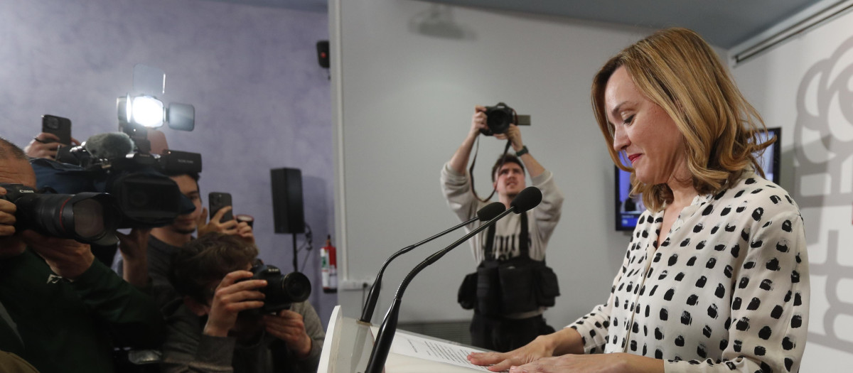 Pilar Alegría, en su comparecencia de la noche electoral