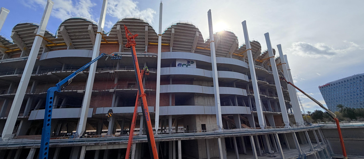 Imagen del estado de las obras del Nou Mestalla de Valencia.