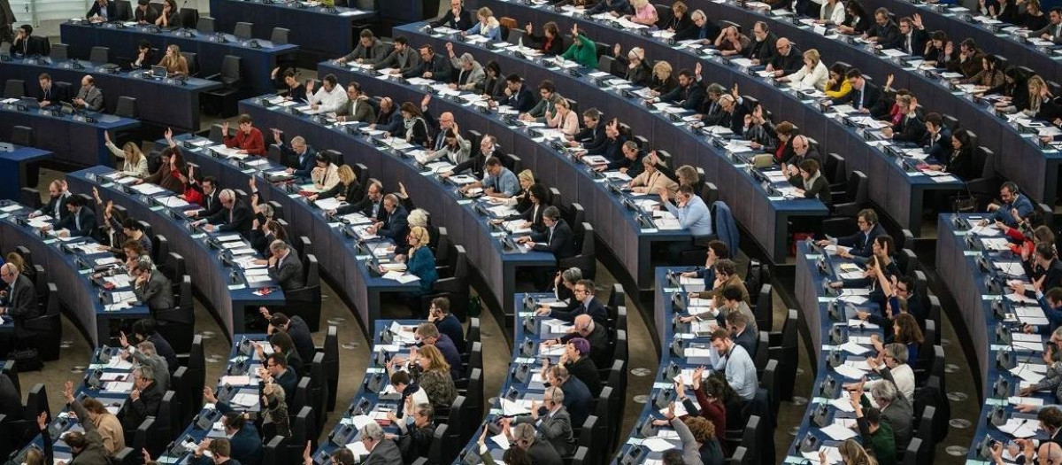 Imagen de una votación en el Parlamento Europeo, en Estrasburgo (Francia)