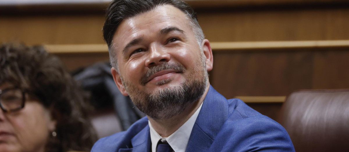 El portavoz de ERC, Gabriel Rufián, durante el pleno del Congreso de este miércoles