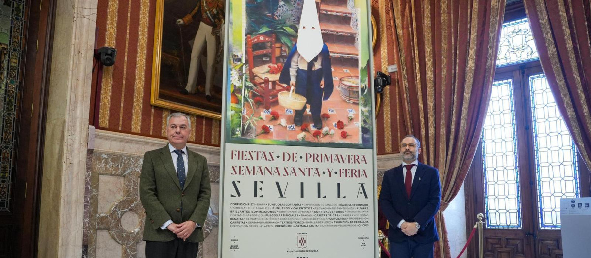 Presentación del cartel de las Fiestas de Primavera de Sevilla de 2026, obra de Daniel Franca