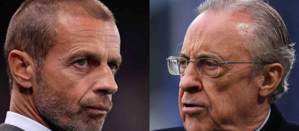 El presidente de la UEFA, Aleksander Ceferin, y el del Real Madrid, Florentino Pérez