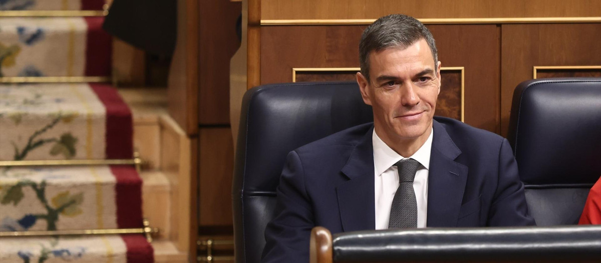 El presidente del Gobierno, Pedro Sánchez, en una sesión de control al Gobierno , en el Congreso