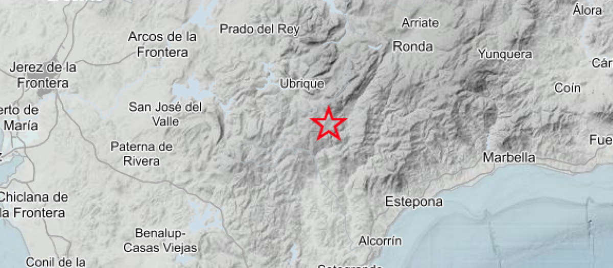 Imagen del mapa con el terremoto de Málaga registrado
