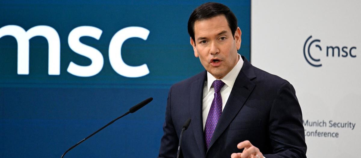 US Secretary of State Marco Rubio speaks during the 62nd Munich Security Conference (MSC) on February 14, 2026 in Munich, southern Germany. Heads of state and government as well as foreign and defence ministers from all over the world are expected to attend the security policy talks from February 13 to 15, 2026. (Photo by THOMAS KIENZLE / AFP)