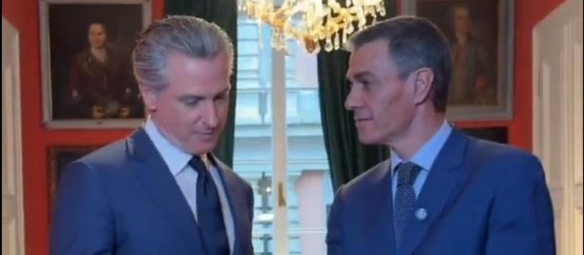 El gobernador de California, el demócrata Gavin Newsom, junto a Pedro Sánchez