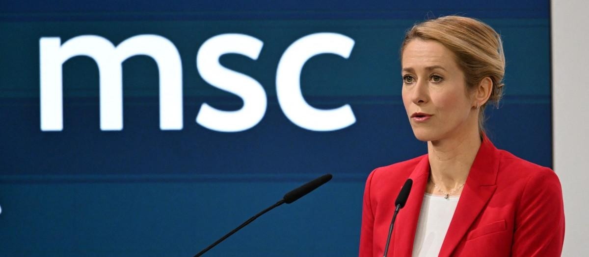 EU High Representative for Foreign Affairs and Security Policy Kaja Kallas speaks during a panel discussion at the 62nd Munich Security Conference (MSC) on February 15, 2026 in Munich, southern Germany. (Photo by THOMAS KIENZLE / AFP)