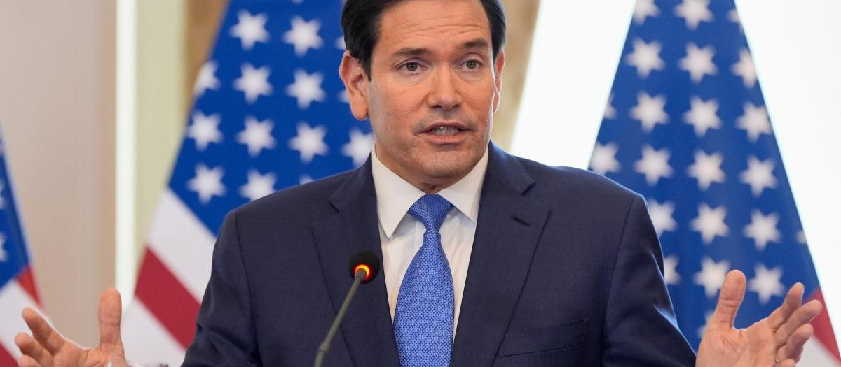 US Secretary of State Marco Rubio speaks during a joint news conference with Slovakia's Prime Minister in Bratislava, Slovakia, on February 15, 2026. (Photo by Alex Brandon / POOL / AFP)