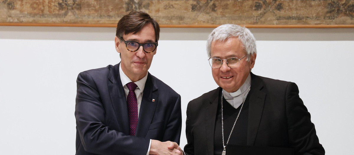 Salvador Illa y el arzobispo de Tarragona, Joan Planellas