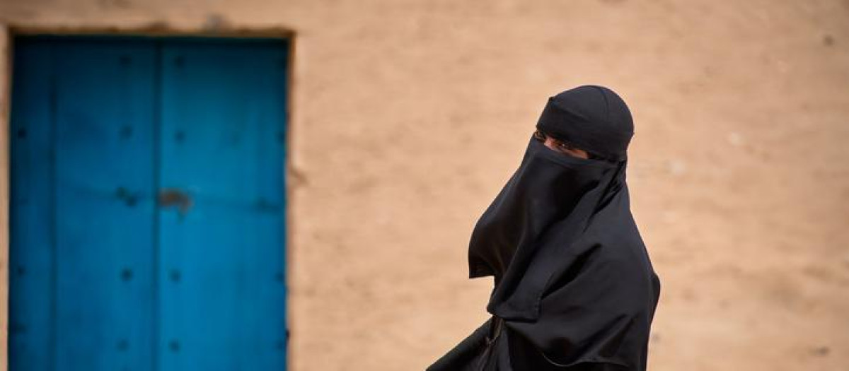 cairo, Egypt – October 26, 2023: A woman wearing traditional Muslim clothing - a burqa