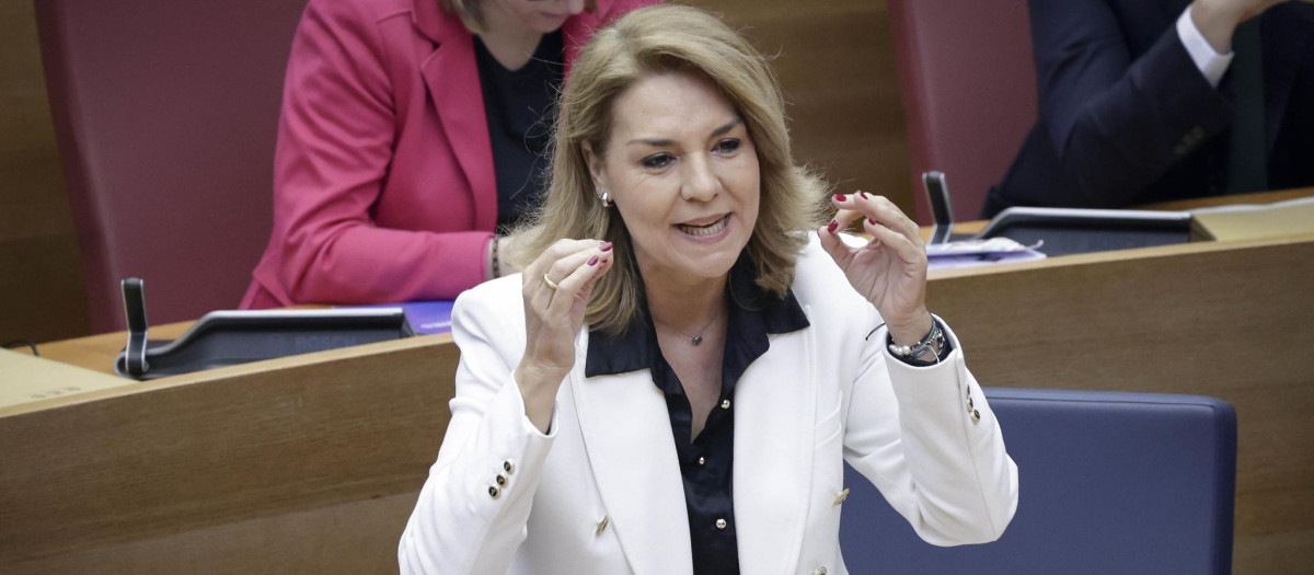Imagen tomada este miércoles de Susana Camarero durante la sesión de control en las Cortes Valencianas