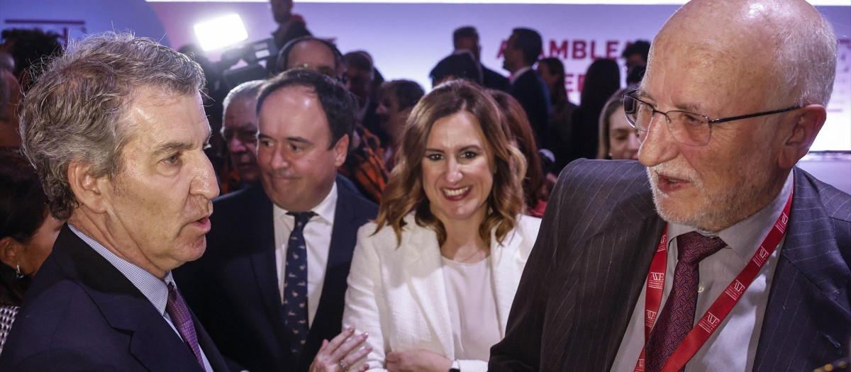 Imagen tomada el pasado 10 de febrero en Valencia de Juan Roig con Alberto Núñez Feijóo, Juanfran Pérez Llorca y María José Catalá