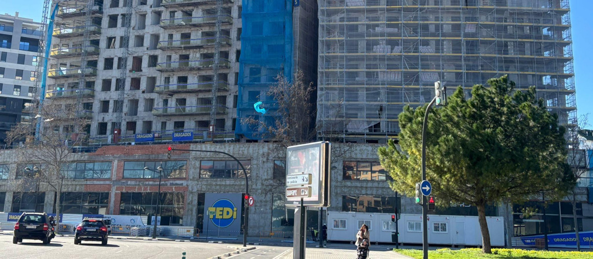 Imagen del estado actual del edificio incendiado en el barrio de Campanar de Valencia