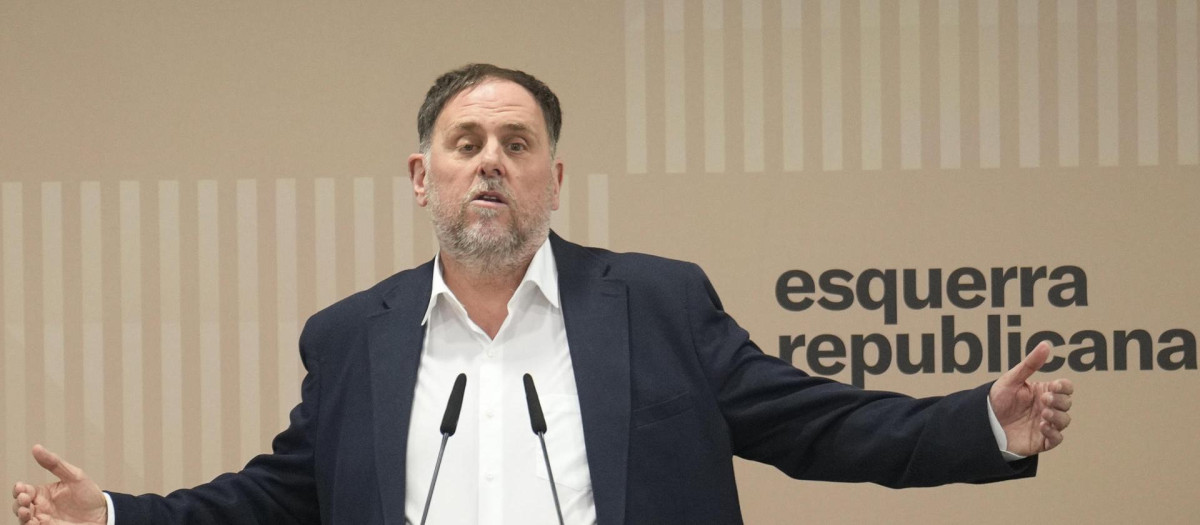 El presidente de ERC, Oriol Junqueras, este sábado